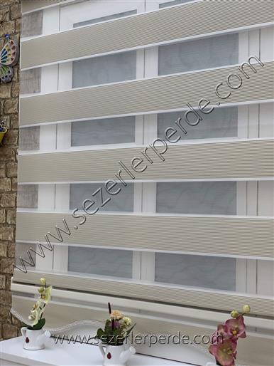 %25 İndirimli Yeni Sezon Zebra Perde Micro Plise Vizon 4106