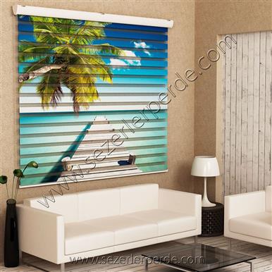 Poster Baskılı  Zebra Perde  SZR-1004 Palmiye