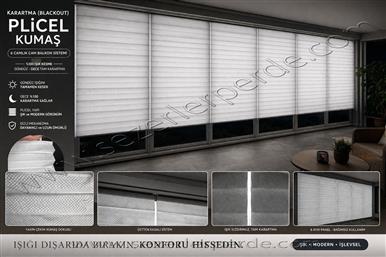 Blackout Karartma Plise Perde Beyaz V-001