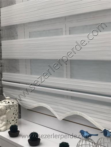 %25 İndirimli Yeni Sezon Plise Zebra Perde Beyaz