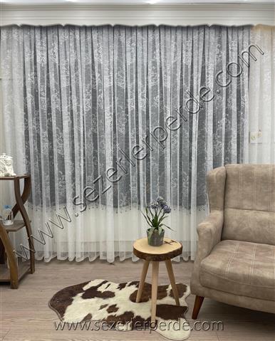 Yeni Sezon Örme Tül Perde Çınar Desen 941 (Ütü İstemez)