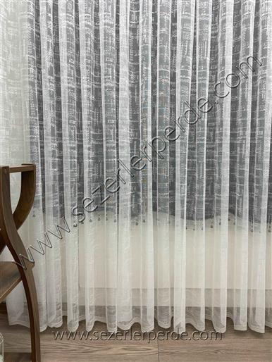 Yeni Sezon Örme Tül Perde Kareli Desen 904 (Ütü İstemez)