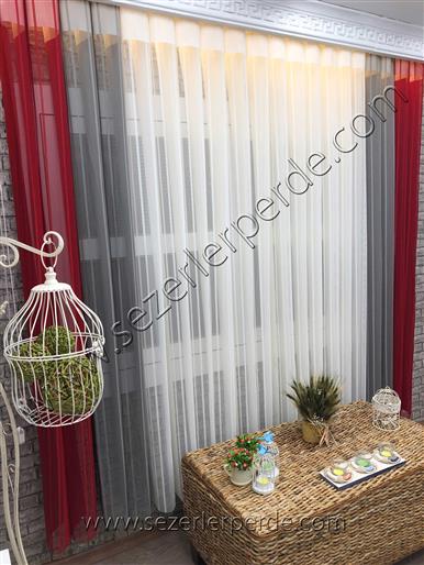 Dikey Zebra Perde Gri Bordo
