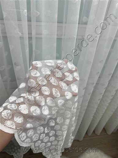 Yeni Sezon Örme Tül Perde Puantiye Desen 592 (Ütü İstemez)