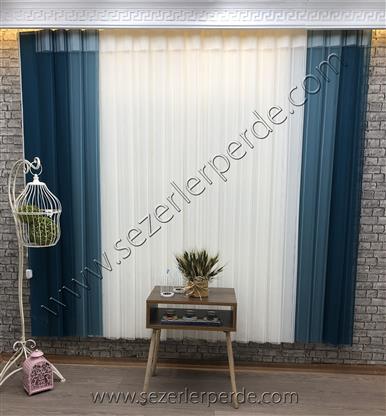 Dikey Zebra Perde Turkuaz Lacivert