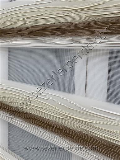 Yeni Sezon Lüx Zebra Perde Yıldız Kahve Geçişli
