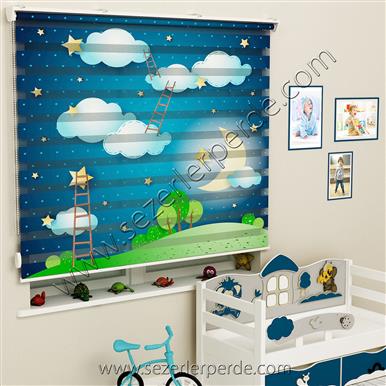 Poster Baskılı  Zebra Perde  SZR-1001 Bulut Desen