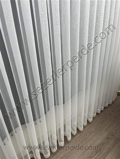 2026 Sezonu Lilium Tül Perde Etek İşlemeli 21701 TT Zemin