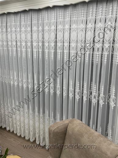 Brillant Lüx Serpme Nakışlı Tül Perde 121277 TT Zemin
