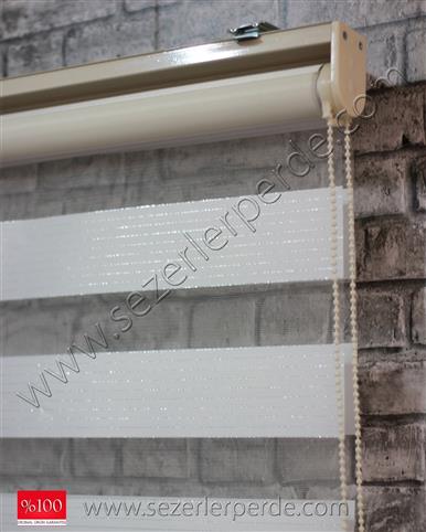 Bambu Zebra Perde Gümüş Sim Çizgi