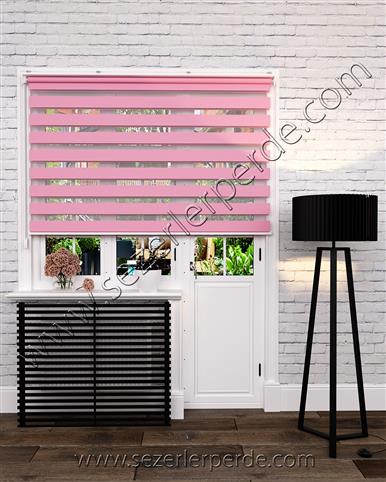 Ekonomik Pembe Zebra Perde