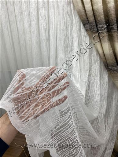 Yeni Sezon Örme Tül Perde 688 Beyaz  (Ütü İstemez)