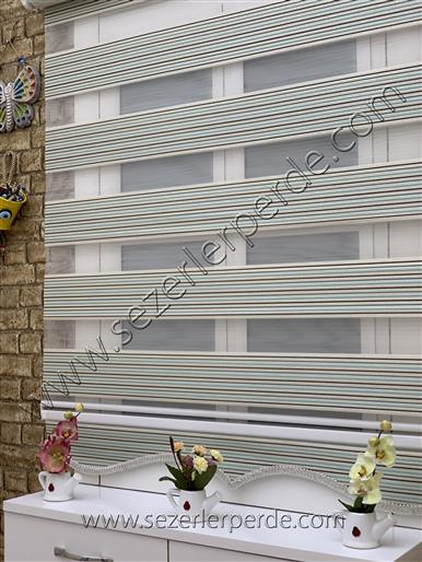 %25 İndirimli Yeni Sezon Bambu Zebra Perde Double Simli 9229